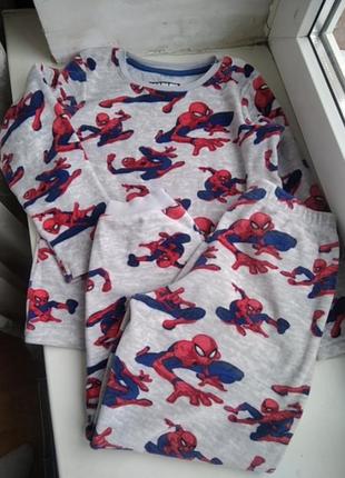 M&s велюровая пижама 7-8 лет 122-128 см человек паук