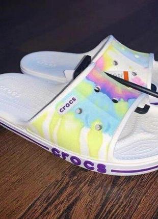 Крокс баябенд шльопанці слайди  crocs bayaband tie-dye mania slide4 фото