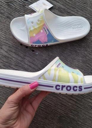 Крокс баябенд шльопанці слайди  crocs bayaband tie-dye mania slide8 фото