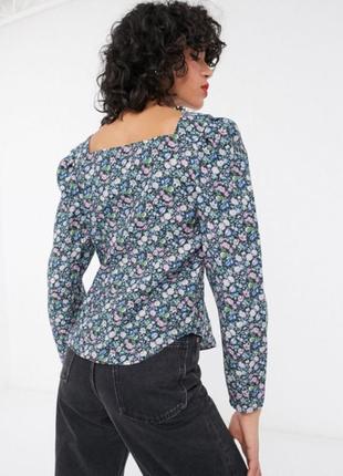 Жіноча квіткова блузка з квадратним вирізом і рукавом-буф & other stories3 фото