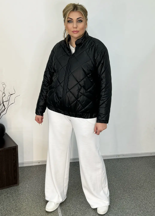 Женская стильная короткая стебанная куртка amelia батал разные цвета размеры от 50 до 682 фото