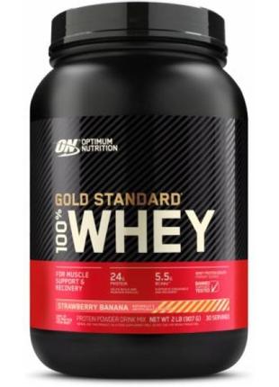 Протеин  optimum nutrition 100% whey gold standard 909 г клубника-банан