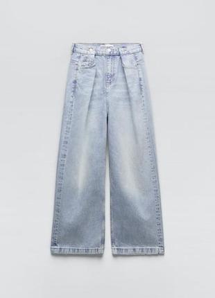 Круті джинси  zara zw loose mid-waist fit, светло-голубой3 фото