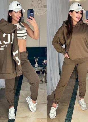 Трендовий якісний жіночий костюм чікаго стильний комплект худі і штани chicago весняний