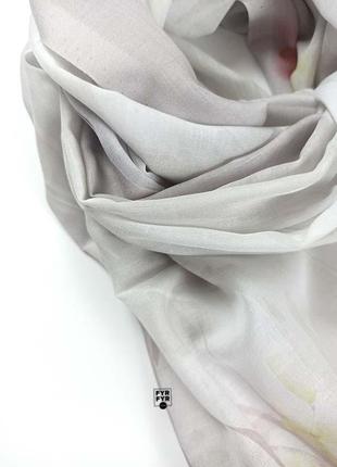 Тончайший батистовый хлопковый шарф палантин с цветами новый2 фото