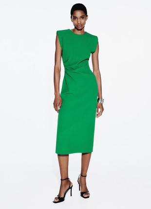 Приталена зелена сукня zara new