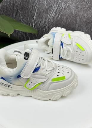 Кросівки білі з блакитним, підліткові4 фото