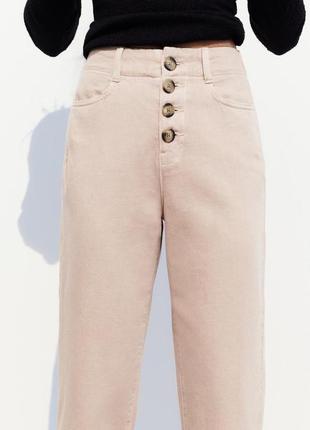 Широкі вкорочені рожеві джинси кюлоти zara new2 фото