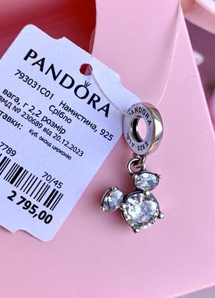 Шарм пандора серебро 925 бусина pandora подвеска «сияющий силуэт микки мауса» клипса бусина на браслет оригинальная пандора новая бирка пломба