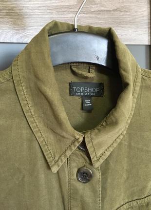Удлиненная куртка ветровка на пуговицах topshop, стягивается по талии, 4 накладных кармана4 фото