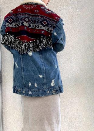 ❤️тепла джинсівка у стилі бохо, з бохрамою❤️3 фото