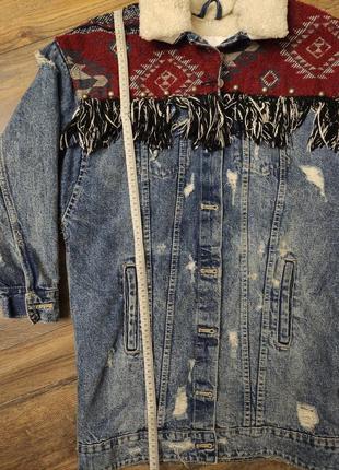 ❤️тепла джинсівка у стилі бохо, з бохрамою❤️6 фото