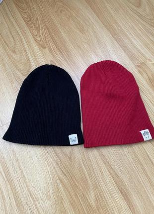 Комплект шапок next в рубчик, подвійна, 3-9 місяців