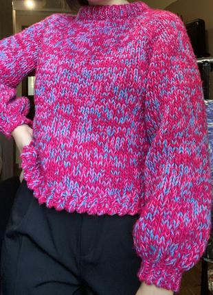 Свитер цвета фуксии, розовый свитер1 фото