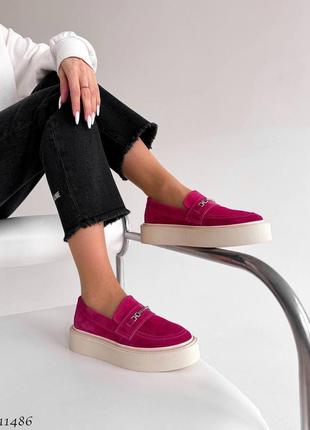 Замшеві жіночі туфлі лофери з натуральної замші7 фото