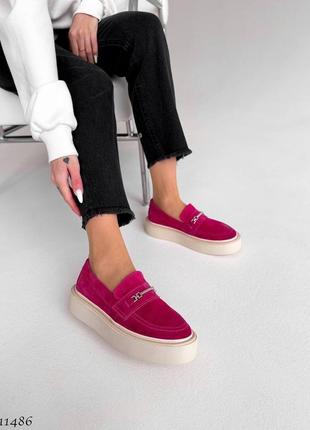 Замшеві жіночі туфлі лофери з натуральної замші3 фото