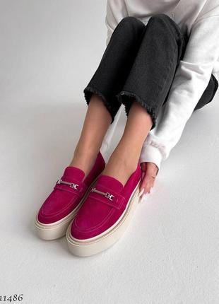 Замшеві жіночі туфлі лофери з натуральної замші2 фото