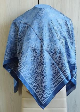 Синя шовкова турецька хустка, хустка весна осінь, двостороння
