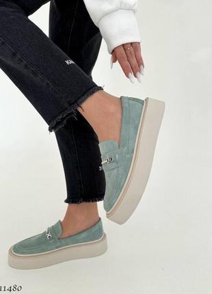 Замшеві жіночі туфлі лофери з натуральної замші9 фото