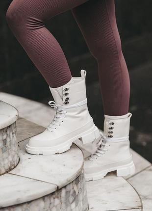 Стильные женские ботинки both gao high boots - coral / ботинки коралловые белые кремовые демисезонные8 фото