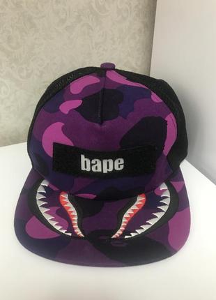 Оригинал кепка bape  purple camo  shark mesh cap