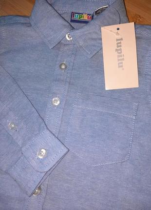 Стильная рубашка lupilu для мальчика сорочка лупилу голубая5 фото