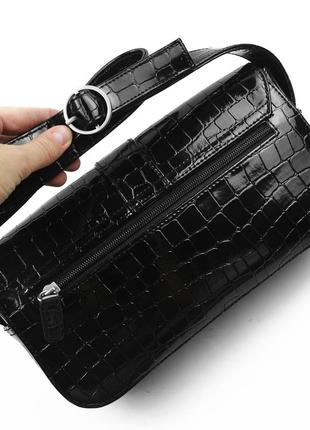 Брендова чорна сумочка багет на плече fossil2 фото