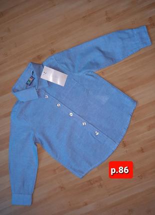 Стильная рубашка lupilu для мальчика сорочка лупилу голубая1 фото