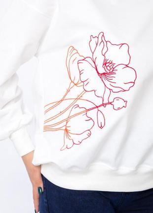Патріотичний світшот жіночий оверсайз з вишивкою маки квіти, кофта жіноча oversize4 фото