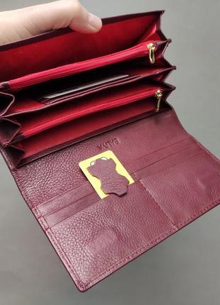 Кошелек женский baliya бордовый матовый из натуральной кожи в подарочной упаковке