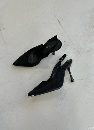 Туфлі жіночі на підборі, еко-замша, каблук 10 см, розмір в розмір7 фото