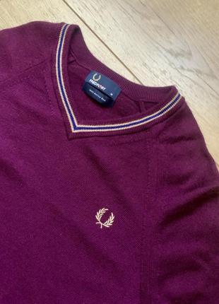 Кофта свитер fred perry merino wool sweater. шерсть мерино.м