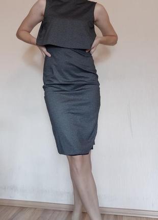 Офісне плаття футляр сіра сукня-футляр і сукні міді mango