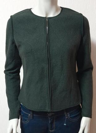 Бомбовый шерстяной пиджак тёмно - зелёного цвета massimo dutti made in morocco, оригинал2 фото