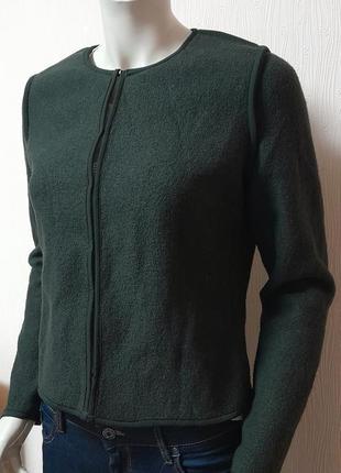 Бомбовый шерстяной пиджак тёмно - зелёного цвета massimo dutti made in morocco, оригинал3 фото