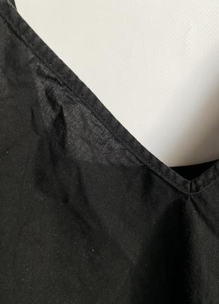 Ночнушка нічна сорочка для сну 100% котон льон лляна чорна базова пенюар2 фото