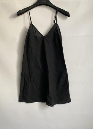 Ночнушка нічна сорочка для сну 100% котон льон лляна чорна базова пенюар3 фото