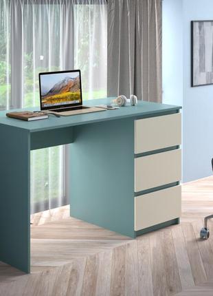 Письменный стол на 3 ящика kade-1 100х50х75 см сумеречный голубой2 фото