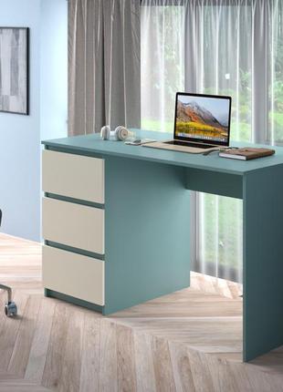 Письменный стол на 3 ящика kade-1 100х50х75 см сумеречный голубой5 фото