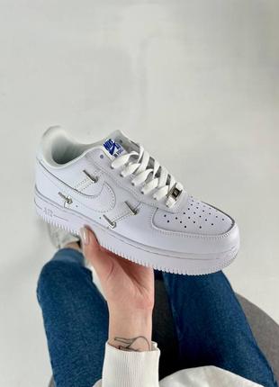 Знижка 44 р. nike air force 1 white swoosh білі кросівки демі весна осінь мужские белые кроссовки скидка