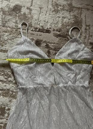 Шикарне довге плаття до підлоги сексуальне плаття срібне плаття з глибоким декольте та...