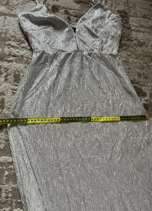 Шикарне довге плаття до підлоги сексуальне плаття срібне плаття з глибоким декольте та...