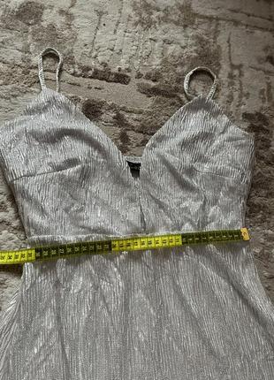 Шикарне довге плаття до підлоги сексуальне плаття срібне плаття з глибоким декольте та...