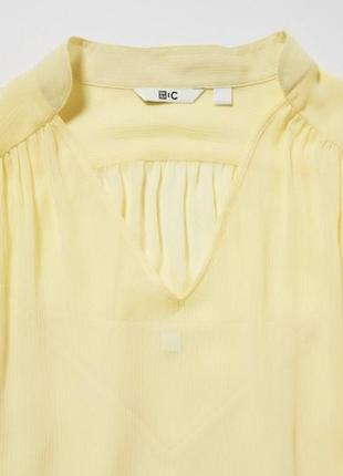 Платье uniqlo:c желтое chiffon pleated long-sleeve dress9 фото