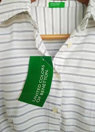 Біла блуза, сорочка benetton в тонку смужку