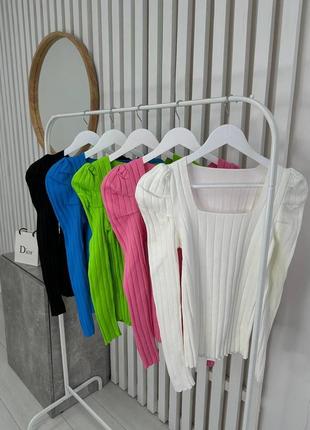 Кофта светр рукава бафи біла чорна рожева зелена6 фото