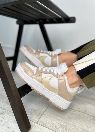 Nike sb dunk beige кросівки демі весна осінь бежеві демисезонные бежевые с белым кроссовки скидка знижка3 фото