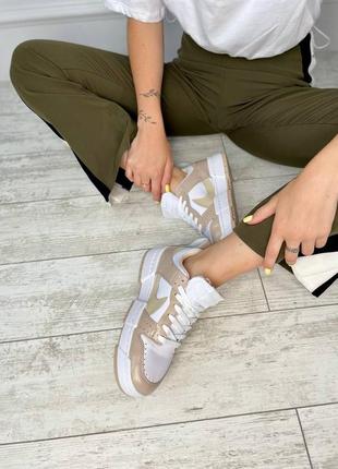 Nike sb dunk beige кросівки демі весна осінь бежеві демисезонные бежевые с белым кроссовки скидка знижка9 фото