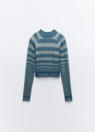 Вкорочений легкий светр в смужку zara3 фото