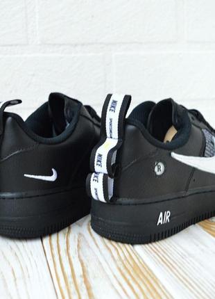 Nike air force off white кросівки кеди жіночі чорні з білим шкіряні шкіра топ якість ліцензія низькі весняні осінні демісезонні демісезон10 фото